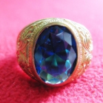 สินค้าหมดค่ะ แหวนพลอยไพลินน้ำเงินเนื้อทองเหลือง(ราศีกุมภ์,กันย์,ตุลย์)แบบเล็กค่ะ