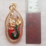 จี้นางพญานาคีเนื้อทองลงยาเลี่ยมกรอบลายผ่าหวายทองไมครอนพร้อมใบคาถาค่ะ