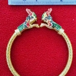 กำไลพญานาค2เศียรเนื้อทองเหลืองลงยาสีเขียวค่ะ