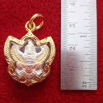 จี้พญาครุฑหลังเสด็จพ่อร.5องค์เล็กเนื้อสามกษัตริย์เลี่ยมทองไมครอนพร้อมใบคาถาค่ะ