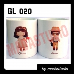 แก้วขาว GL020 สกรีนลายคู่