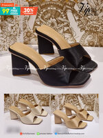 รองเท้า สไตล์ ZARA งานสวม สวย หรู่ วัสดุผ้าซาติน ส้นทรง 3 เหลี่ยม ใส่สบาย น้ำหนักเบา แมทส์ชุดง่าย