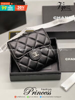 CHANEL Wallet Tri-fold Caviar / Chanel Short Wallet หนังเรียบ กระเป๋าสตางค์ชาแนลใบสั้น เกรดออริจินอล ภาพถ่ายจากงานขายจริง ใช้งานต่างประเทศได้