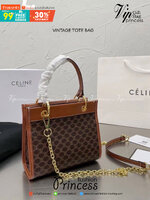 CELINE VINTAGE TOTE BAG / CELINE Macadam tote bag กระเป๋าโท้ทสไตล์วินเทจไซส์เล็ก ขนาดกำลังสวย พกพาง่าย ใหม่ล่าสุด ที่ใช้สามารถใช้ได้ทั้งหนุ่มๆและสาวๆ รูปทรงคลาสสิค