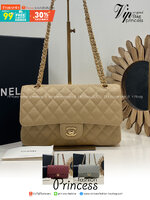 ORI หนังแท้ | CHANEL Classic Medium Flap Bag 25cm กระเป๋าสะพายคลาสสิกรุ่นยอดนิยมตลอดกาล ดีไซน์เรียบหรูหราขับผิว งานหนังแท้ อะไหล่ทองหรูหรา สุดยอดเดอะเบสท์ไอเท็ม