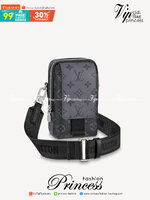 LV Double Phone Pouch NM / LV Phone bag Monogram Eclipse Reverse coated canvas เกรดออริจินอล ใช้ได้ทั้งผู้หญิงผู้ชาย พร้อมส่งที่ไทย ภาพสินค้าถ่ายจากงานขายจริง ใช้งานต่างประเทศได้