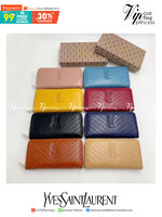YSL Yves Saint Laurent Zip Around Long Wallet กระเป๋าสตางค์ทรงยาวซิปรอบ งานสวยหนังดี งานปั้มแบรนด์ทุกจุด มีช่องใส่บัตรให้เยอะมากถูกใจสาวๆแน่นอน ใช้งานง่าย สวยหรูดูแพง ราคาสุดคุ้มเลยค่าา