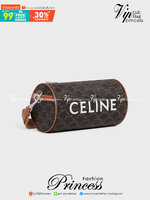 ORI CELINE cylinder bag in TRIOMPHE CANVAS Tan เกรดออริจินอล หนังแท้ พร้อมส่งที่ไทย ภาพถ่ายจากงานขายจริง ใช้งานต่างประเทศได้