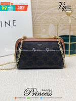 CELINE POUCH 16cm / CELINE TRIOMPHE Triumphal Arch Canvas / CELINE CLUTCH WITH CHAIN กระเป๋าคลัทช์ดีไซน์เรียบหรูออกแบบมาได้อย่างลงตัว พร้อมสายสะพายโซ่ทองสุดหรู ด้วยรูปทรงที่สวยงามและทันสมัย