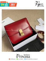 CELINE Medium Classic bag in box calfskin เกรดออริจินอล กระเป๋าสะพายแบรนด์เนมซีลีนหนังแท้ อะไหล่ทองหรู งานหนังเรียบ สวยหรู