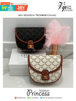 CELINE MINI BESACE IN TRIOMPHE CANVAS กระเป๋าทรงครอสบอดี้ ลายโมโนแกรมวินเทจ รุ่นที่ดาราเกาหลีใช้กันเยอะมาก และเป็นอีกหนึ่งใบที่ครองใจสาวๆ ทั้งในไทยและเทศ