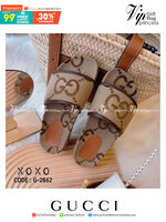 GUCCI รองเท้าแตะ GG jumbo ลายผ้าแบรนด์ นุ่ม ใส่สบ่ย กระชับ น้ำหยักเบา แมทส์ชุดง่าย