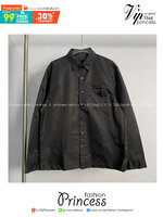 TOP ORI | PRADA Re-Nylon triangle-logo shirt เสื้อเชิ้ต ผ้าลื่น เงา งานละเอียดมากๆ งานVIP 1:1 แนะนำให้ต้องมีเป็นเจ้าของ เสื้อเชิ้ตงานแบรนด์เนื้อผ้าอย่างดีงานนำเข้าจากโรงงานเทียบแบรนด์