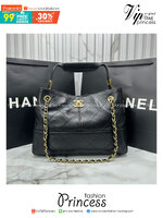 ORI หนังแท้ | CHANEL Shopping Bag 25A Suede Bag กระเป๋าช้อปปิ้งทรงโท้ท งานหนังเต็มใบสีดำสุดคลาสสิค ในคอล Métiers Dart 2024/25 ดีไซน์ใหม่หนังกำมะหยี่โทนน้ำตาล ใช้งานง่าย สวยหรูดูแพง