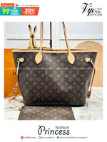 ORI หนังแท้ | LV Neverfull bag Size M Monogram Canvas กระเป๋าสะพายทรงโท้ท ดีไซน์คลาสสิกเหนือกาลเวลาเข้ากับดีเทลที่สืบทอดมายาวนาน แคนวาสแต่งขอบหนัง