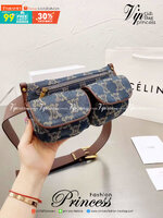 CELINE Macadam Denim Belt Bag / Celine Denim waist bag / Celine Denim Belt Bag กระเป๋าคาดอก/คาดเอวเซลีน งานผ้าแคนวาสเดนิมอย่างดี ใช้งานทน สายหนัง ภาพถ่ายจากงานขายจริง คุณภาพเทียบแท้ ใช้งานต่างประเทศได้