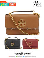 TORY BURCH BRITTEN MINI TOP HANDLE BAG พร้อมส่งที่ไทย กระเป๋าสะพาย Crossbody วัสดุหนังวัวแท้ การออกแบบเรียบง่าย ยังคงความหรูหราเอาไว้ มาพร้อมสายยาวโซ่อะไหล่ทองสลับหนัง ถอดออกได้ ตอบสนองการใช้งานได้ดี มีหูหิ้วด้านบนสามารถใช้งานได้ในหลายโอกาสค่ะ