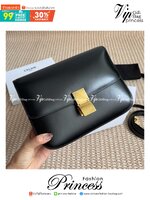 CELINE Medium Classic bag in box calfskin Black เกรดออริจินอล กระเป๋าสะพายแบรนด์เนมซีลีนหนังแท้สีน้ำตาล สีดำ อะไหล่ทองหรู งานหนังเรียบ สวยหรู ด้านในเปิดด้วยบีบอะไหล่ทอง ภายในแบ่งเป็น2ช่องและช่องซิปอีก1ช่อง จุของได้กำลังดี ใส่โทรศัพท์ กระเป๋าสตางค์ใบสั้น ข