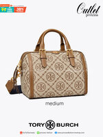 พร้อมส่งความสวย!!! medium TORY BURCH FACTORY MONOGRAM JACQUARD BOSTON BAG กระเป๋าถือหรือสะพายรุ่นใหม่ล่าสุดจาก TORY BURCH FACTORY วัสดุ Woven Jacquard & Leather ในลาย Jacquard คงเอกลักษณ์แบรนด์สวยอยู่ทรงดีไซน์โดดเด่นทรง Boston เปิดปิดด้วยซิปคู่สะดวกใช้ขนา
