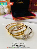 Cartier Bracelet / Cartier JUSTE UN CLOU กำไลคาเทียร์ตะปู รุ่นมีเพชร ภาพถ่ายจากงานจริง พร้อมกล่อง วัสดุโลหะเคลือบขึ้นเงาตามรูป ใช้งานต่างประเทศได้