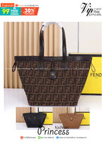 พร้อมส่ง 3 สี FENDI Origami Large Brown FF jacquard fabric bag / FENDI Tote Bag กระเป๋าทรงโท้ทใบใหญ่ สะพายได้2ทรงรูปลักษณ์สวยงามทันสมัย 🧡 เกรดออริจินอล 1:1 สลับแท้