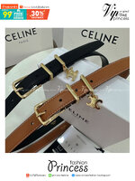 CELINE Belt Leather / Celine Elegant Charm 1 Belt In Smooth Calfskin With Gold พร้อมส่ง เข็มขัดเซลีน มีเส้นเดียวใช้ได้ทั้งปี ไม่ว่าลุคไหนๆ เส้นเดียวเอาอยู่ งานหนังเรียบสวยมาก แนะนำค่ะ