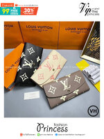 ORI หนังแท้ | LV Emilie Wallet Bicolor Monogram Empreinte Leather / LV Long Wallet กระเป๋าสตางค์ใบยาวสไตล์ซองจดหมายที่มีฝาปิดแบบพับได้ ปิดด้วยกระดุมแป๊ก