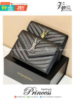 VIP 🥂 YSL WOC 8" YVES Saint Laurent Chain Wallet Envelope Woc Monogram Black Leather Cross Body Bag กระเป๋าเงิน wallet on chain ที่มาพร้อมสายสะพายแบบโซ่ ขนาด 8” งานหนังสวยติดโลโก้ YSL มีทั้งอะไหล่เงิน ทอง และดำ ด้านในมีช่องซิป และช่องใส่การ์ด