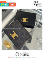 ORI หนังแท้ | CELINE Wallet / Celine Triomphe Compact Wallet กระเป๋าสตางค์ใบสั้น 2 พับ กระเป๋าสตางค์ซีลีน