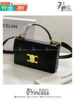 ORIGINAL🥂 Celine Triomphe shoulder handbag Bag / Celine box triomphe in Natural Calfskin Tan กระเป๋าสะพายเรียบหรูและดูทันสมัยใบนี้ออกมา ให้คุณเลือกสะพายในชีวิตประจำวันเข้ากับการแต่งตัวสบาย ๆ