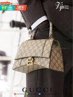 VIP GIFTbag 】Gucci x Balenciaga Hourglass Small Top Handle Bag การผสมผสานของ2แบรนด์ดังที่ลงตัว หรูหราที่สุด งานหนังแท้สวยตามรูปรับไปไม่ผิดหวังค่ะ