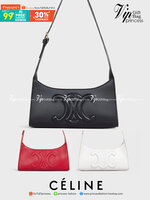 หนังแท้ CELINE SHOULDER BAG CUIR TRIOMPHE IN SMOOTH CALFSKIN ภาพสินค้าถ่ายจากงานขายจริง ใช้งานต่างประเทศได้