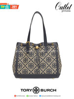TORY BURCH FACTORY MONOGRAM JACQUARD TOTE BAG กระเป๋าถือหรือสะพายรุ่นล่าสุดดีไซน์ยอดนิยมจาก TORY BURCH FACTORY OUTLET วัสดุ Woven Jacquard & Leather ทอลาย Jacquard Singnature แบรนด์รอบใบสวยอยู่ทรงเป็นเอกลักษณ์ เปิดปิดแบบ Drawstring ขนาดใหญ่กำลังดี กว้างแล