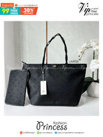TORY BURCH T MONOGRAM ZIP TOTE (ใบใหญ่) / TORY TOTE BAG กระเป๋าทรงโท้ทพร้อมกระเป๋าใบใหญ่ วัสดุผ้าแจ็คการ์ดตัดขอบหนัง
