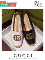 Gucci คัชชู หน้ายู ใส่สบาย น้ำหนักเบา วัสดุหนัง PU ด้านบนติดโลโก้แบรนด์ สวย หรู ดูแพงเกินราคาขาย