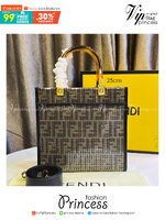 FENDI Sunshine jacquard FF sequins shopper / Fendi Tote bag 25cm พร้อมส่ง กระเป๋าสะพายทรงโท้ท ปักเลื่อมแวววาว รุ่นใหม่ สวยหรู **สินค้าเกรดออริจินอล 1:1 สลับแท้