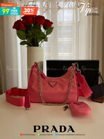 พรีเมี่ยมกิ๊ฟแท้ 100% 】PRADA Re-Edition 2005 nylon shoulder bag [pink]