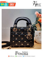 Small Lady Dior Bag Black Cannage / CD SMALL LADY BAG WITH BUTTERFLY กระเป๋าสะพายตกแต่งรูปผีเสื้อคละรอบใบ สวยหรูดูแพงทรงกล่องคลาสสิค