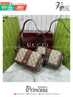 ORI หนังแท้ | Gucci Ophidia mini shoulder bag Monogram Double G / Gucci Crossbody Bag กระเป๋าสะพาย คอลเล็กชั่น Ophidia มอบชีวิตชีวาให้กับมรดกของแบรนด์ด้วยแถบ Web