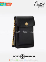OUTLET 】Tory burch robinson mixed materials phone crossbody ไอเท็มหรูจากแบรนด์ดังอย่างTory burch อีกแบรนด์สุดคลาสสิกที่มีทั้งความเท่และความเรียบหรูลงตัว กับรูปทรงแบบมินิมอลสีเหลี่ยมมุมโค้งเรียบ ๆ ดีไซน์ฝาพับปิดกระเป๋าได้มิดชิด ยังมีลักษณะที่แนบกับตัวผู้ใช
