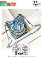 CHANEL 22 MINI HANDBAG In Metallic & Gold-Tone Metal กระเป๋าสะพายสีเมทัลลิค เกรดออริ ท็อป สลับแท้ 1:1 เกรดดีสุด หนังแท้สวย ใช้งานต่างประเทศได้