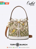 ของแท้ 💯% สินค้าขายดีมีจำกัดนะคะ Tory Burch T Monogram Jacquard Embroidered Bucket Bag กระเป๋าถือหรือสะพายไหล่ วัสดุผ้า Canvas รุ่นใหม่ล่าสุดจาก Tory