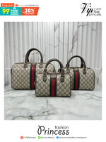 ORI หนังแท้ | Gucci Ophidia boston bag GG Monogram Double G / Gucci Keepall Bag กระเป๋าสะพายทรงหมอนบอสตัน รูปทรงใช้งานง่าย ฟังก์ชั่นการใช้งานที่ได้รับการตีความใหม่