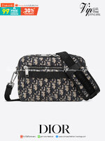 หนังแท้ DIOR SAFARI MESSENGER BAG / Dior crossbody Beige and Black Dior Oblique Jacquard พร้อมส่งที่ไทย งานหนังแท้และผ้าแจ็คการ์ดเกรดออริจินอล ภาพสินค้าถ่ายจากงานขายจริง ใช้งานต่างประเทศได้