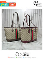 ORI หนังแท้ | Gucci Ophidia medium tote bag GG Monogram Double G / Gucci Tote Bag กระเป๋าสะพายทรงโท้ทใบใหญ่ ภายในโล่งกว้างจุของได้เยอะ