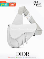 VIP 】หนังแท้ CHRISTIAN DIOR SADDLE BAG White Grained Calfskin