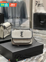 YSL Niki mini Striped Canvas Shoulder Bag / YSL Niki Striped เกรดเทพ ออริจินอล งานหนังแท้และผ้าแคนวาสอย่างดี ภาพถ่ายจากงานขายจริง ใช้งานต่างประเทศได้