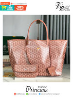 เกรดเทพ Top ORI | New Goyard GM tote bag Goyardine Pearly Pink (Ori)เทพ กระเป๋าทรงโท้ทใบใหญ่ หนังแท้แคนวาสแท้ สีพิเศษมุกสะท้อนแสงเงาสวยหรู