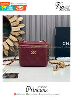 ORI หนังแท้ | Chanel Small Vanity with Chain กระเป๋าสะพายทรงวานิตี้ใบเล็กน่ารัก ดีไซน์เรียบหรู ใส่เครื่องสำอางค์หรือของใช้จุกจิกได้