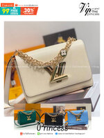 ORI หนังแท้ | LV Twist MM chain bag in grained Epi leather กระเป๋าสะพาย/กระเป๋าถือร พร้อมสายโซ่ หนังลายเกรน Epi โดดเด่นด้วยโลโก้หน้า สวยหรูเป็นเอกลักษณ์ ดีไซน์คัลเลอร์บล็อค สัมผัสโดดเด่นแมตช์กับทุกสไตล์